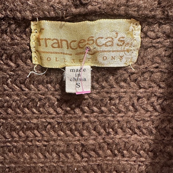 Cozy Brown Knit Cardigan,  sleeveless - Picture 2 of 3